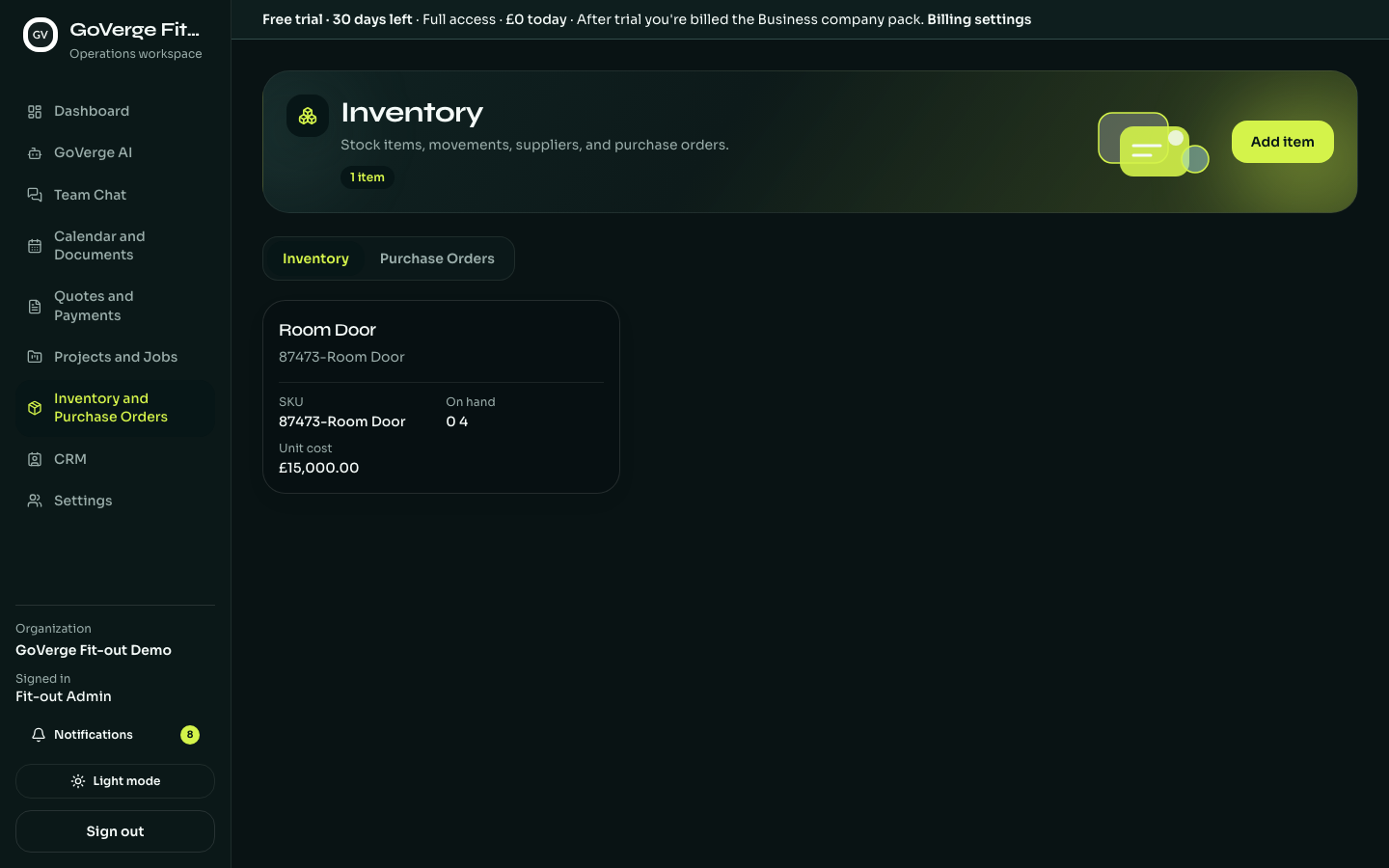 Inventory in GoVerge
